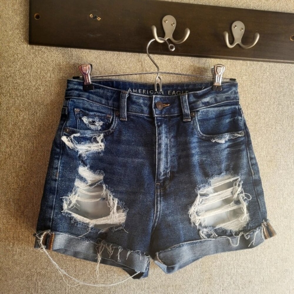 American Eagle High Waist Distressed Shorts Size 2